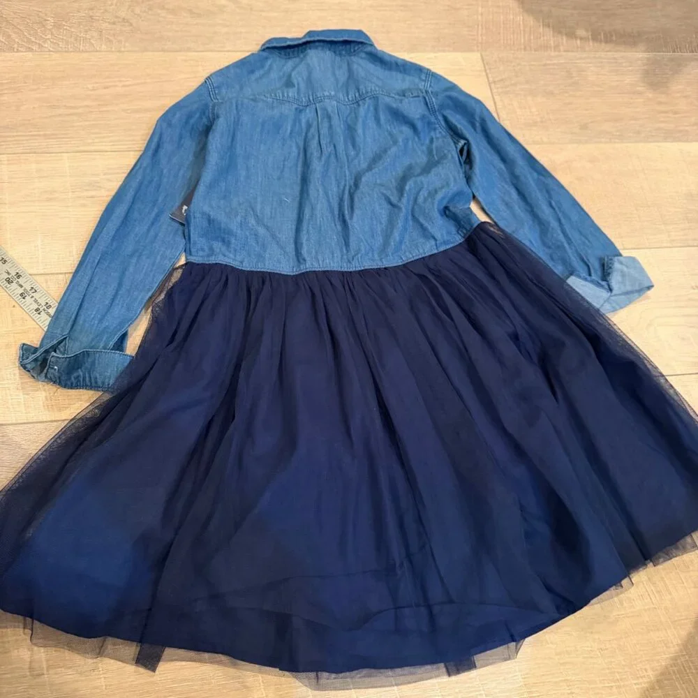 OSHKOSH BGOSH GIRLS BLUE DENIM AND TULLE DRESS NEW SIZE 10